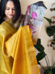 Handpainted Dupatta in Tussar Silk - Masakalee