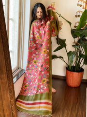 Handpainted Dupatta in Tussar Silk - Masakalee