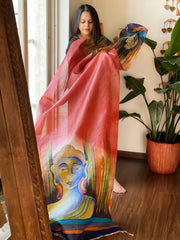 Handpainted Dupatta in Tussar Silk - Masakalee