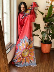 Handpainted Dupatta in Tussar Silk - Masakalee