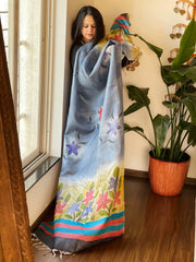 Handpainted Dupatta in Tussar Silk - Masakalee