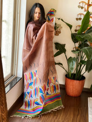 Handpainted Dupatta in Tussar Silk - Masakalee