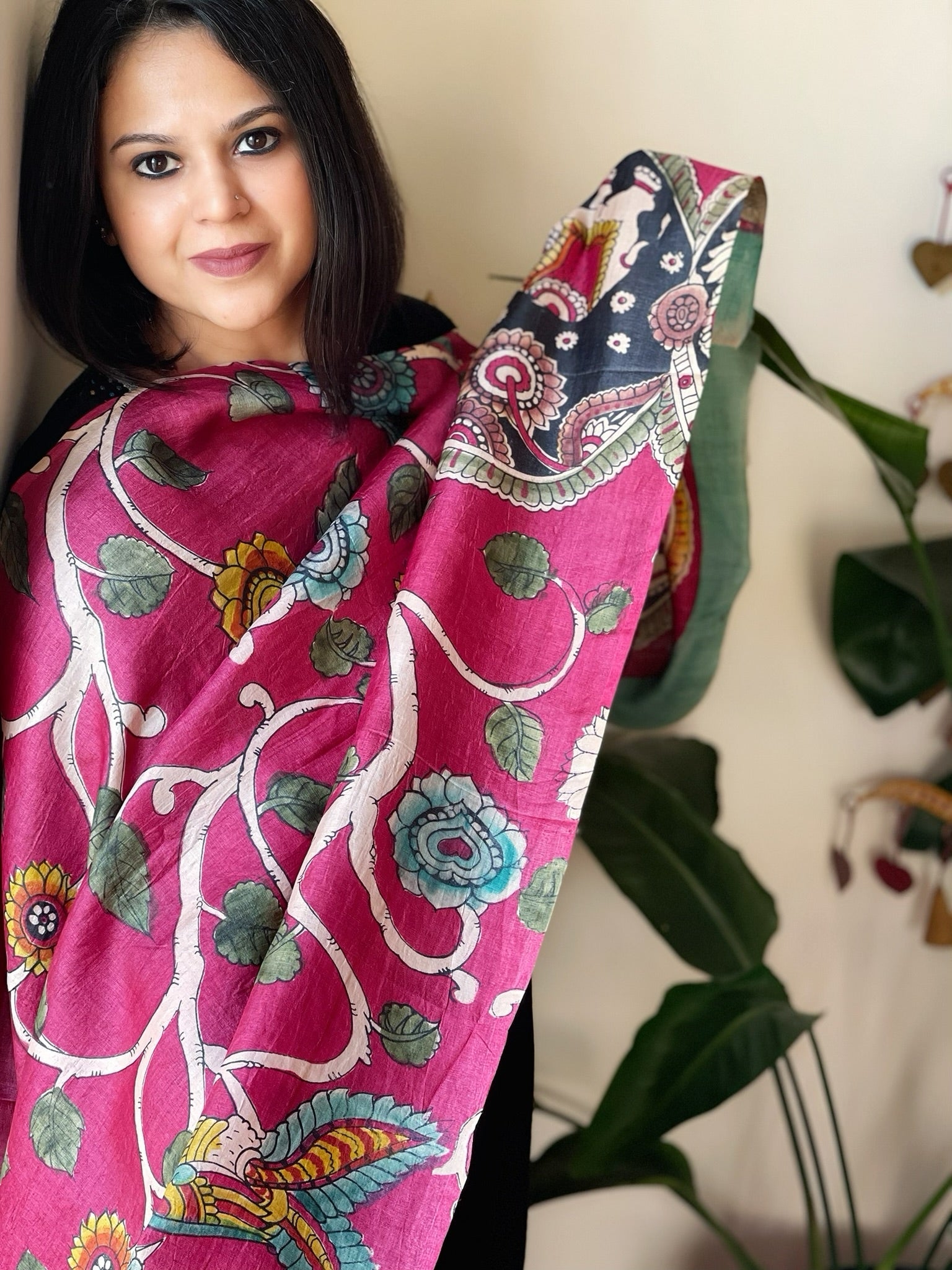Handpainted Dupatta in Tussar Silk - Masakalee