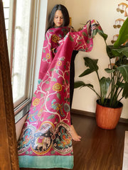 Handpainted Dupatta in Tussar Silk - Masakalee