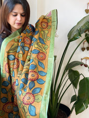 Handpainted Kalamkari Dupatta in Chanderi Silk - Masakalee