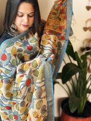 Handpainted Kalamkari Dupatta in Chanderi Silk - Masakalee