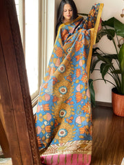 Handpainted Kalamkari Dupatta in Chanderi Silk - Masakalee