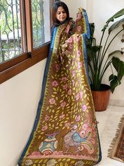 Handpainted Kalamkari Dupatta in Chanderi Silk - Masakalee