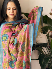 Handpainted Kalamkari Dupatta in Chanderi Silk - Masakalee