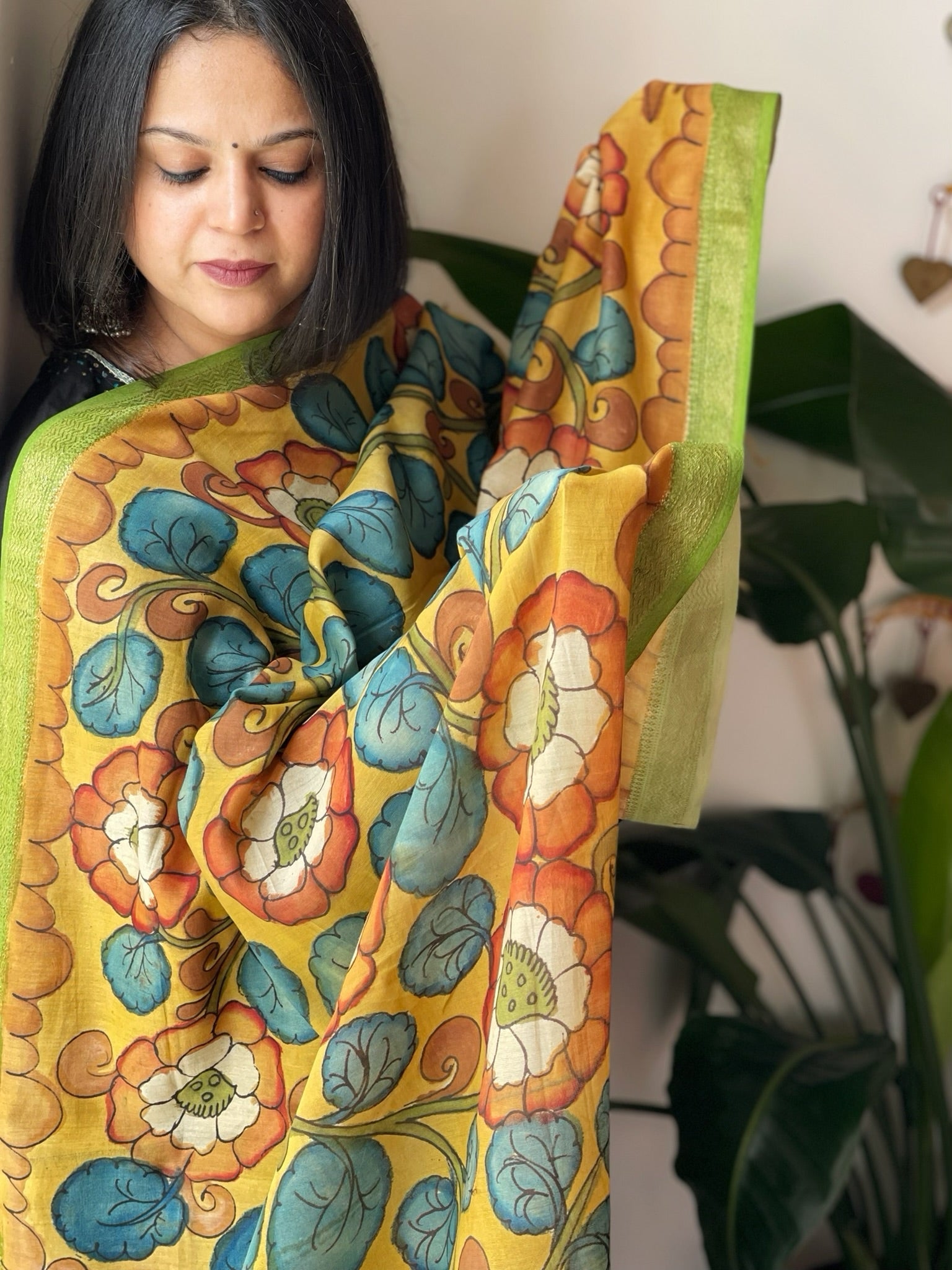Handpainted Kalamkari Dupatta in Chanderi Silk - Masakalee