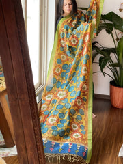 Handpainted Kalamkari Dupatta in Chanderi Silk - Masakalee