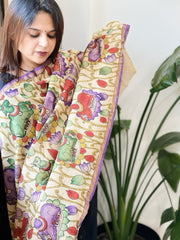 Handpainted Kalamkari Dupatta in Chanderi Silk - Masakalee
