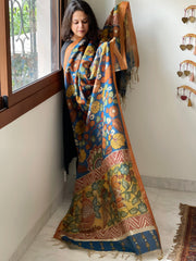 Handpainted Kalamkari Dupatta in Chanderi Silk - Masakalee