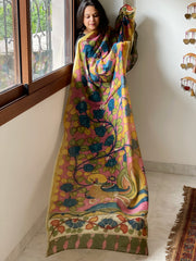 Handpainted Kalamkari Dupatta in Chanderi Silk - Masakalee