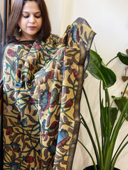 Handpainted Kalamkari Dupatta in Chanderi Silk - Masakalee
