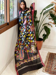 Handpainted Kalamkari Dupatta in Chanderi Silk - Masakalee
