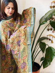 Handpainted Kalamkari Dupatta in Chanderi Silk - Masakalee