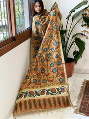 Handpainted Kalamkari Dupatta in Chanderi Silk - Masakalee
