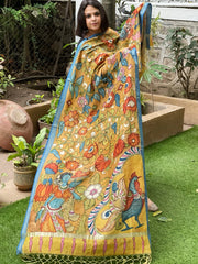 Handpainted Kalamkari Dupatta in Chanderi Silk - Masakalee