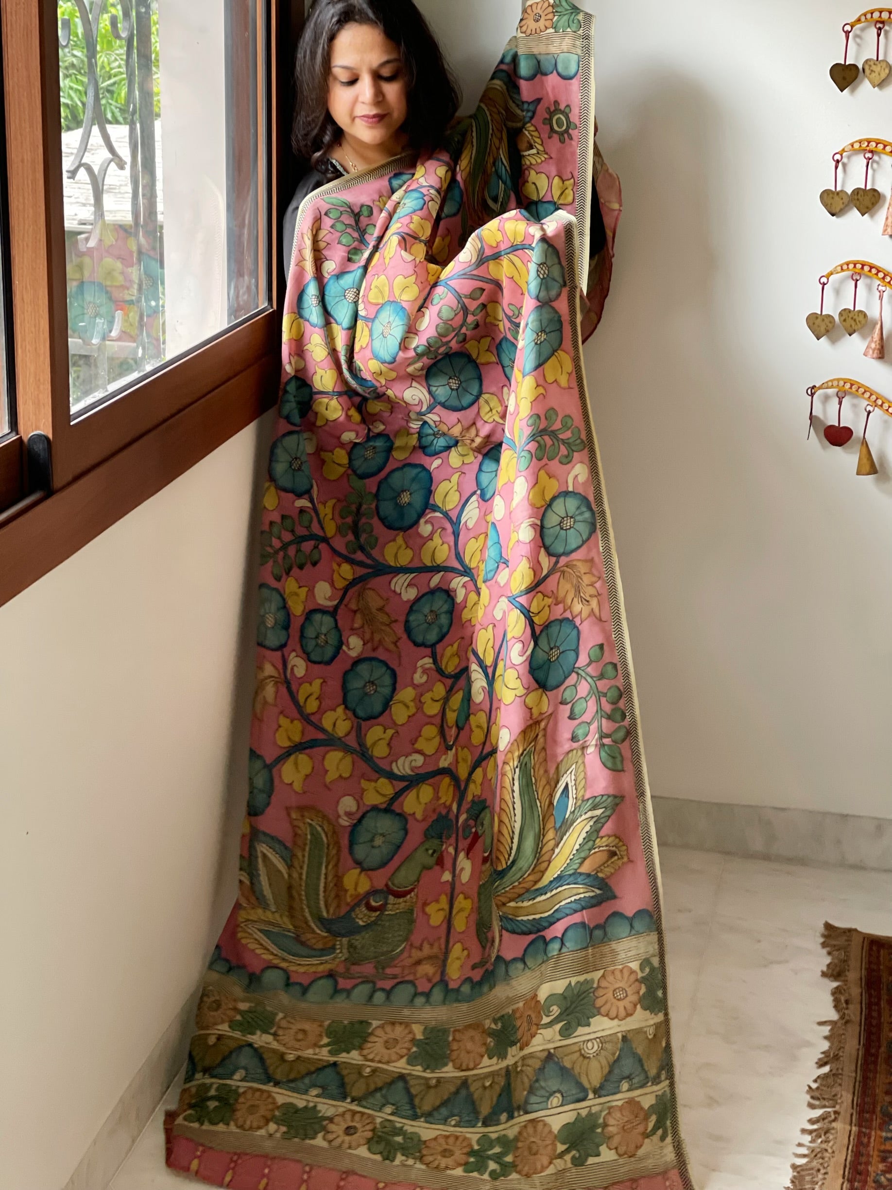 Handpainted Kalamkari Dupatta in Chanderi Silk - Masakalee