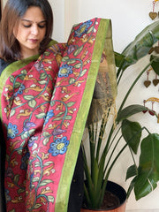 Handpainted Kalamkari Dupatta in Chanderi Silk - Masakalee