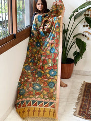 Handpainted Kalamkari Dupatta in Chanderi Silk - Masakalee