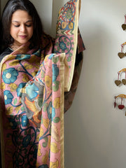 Handpainted Kalamkari Dupatta in Chanderi Silk - Masakalee