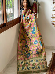 Handpainted Kalamkari Dupatta in Chanderi Silk - Masakalee