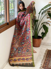 Handpainted Kalamkari Dupatta in Chanderi Silk - Masakalee