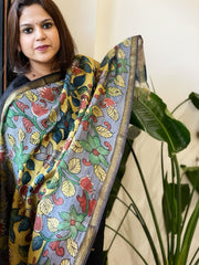 Handpainted Kalamkari Dupatta in Chanderi Silk - Masakalee