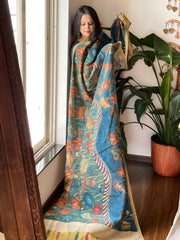 Handpainted Kalamkari Dupatta in Chanderi Silk - Masakalee