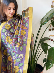 Handpainted Kalamkari Dupatta in Chanderi Silk - Masakalee