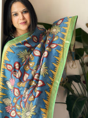 Handpainted Kalamkari Dupatta in Chanderi Silk - Masakalee