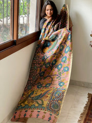 Handpainted Kalamkari Dupatta in Chanderi Silk - Masakalee