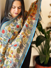 Handpainted Kalamkari Dupatta in Chanderi Silk - Masakalee