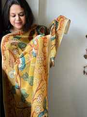 Handpainted Kalamkari Dupatta in Chanderi Silk - Masakalee