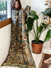 Handpainted Kalamkari Dupatta in Chanderi Silk - Masakalee