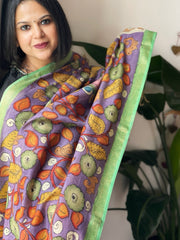 Handpainted Kalamkari Dupatta in Chanderi Silk - Masakalee