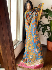 Handpainted Kalamkari Dupatta in Chanderi Silk - Masakalee