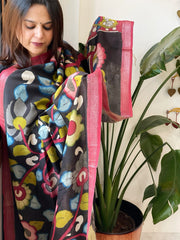 Handpainted Kalamkari Dupatta in Chanderi Silk - Masakalee
