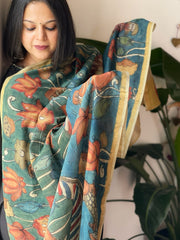 Handpainted Kalamkari Dupatta in Chanderi Silk - Masakalee
