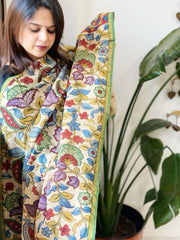 Handpainted Kalamkari Dupatta in Chanderi Silk - Masakalee