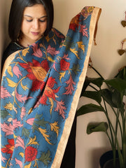 Handpainted Kalamkari Dupatta in Chennuri Silk - Masakalee