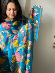 Handpainted Kalamkari Dupatta in Chennuri Silk - Masakalee