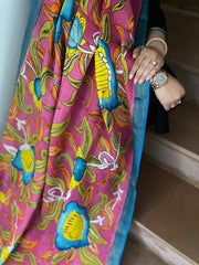 Handpainted Kalamkari Dupatta in Chennuri Silk - Masakalee