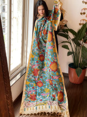 Handpainted Kalamkari Dupatta in Chennuri Silk - Masakalee