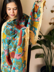 Handpainted Kalamkari Dupatta in Chennuri Silk - Masakalee