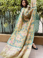 Handpainted Kalamkari Dupatta in Tussar Silk - Masakalee