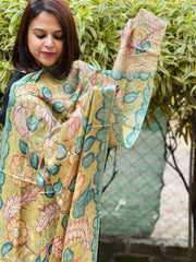 Handpainted Kalamkari Dupatta in Tussar Silk - Masakalee