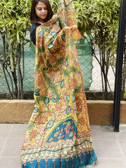 Handpainted Kalamkari Dupatta in Tussar Silk - Masakalee
